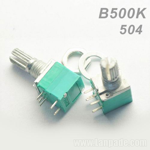 B500K B504 504 500K Ohm Single Unit with Switch Rotary Potentiometer Metal Shaft WH09 R09 9.5mm Variable Resistor 5-PIN