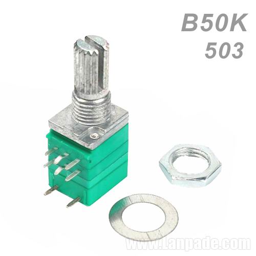 B50K B503 503 50K Ohm Dual-Unit with Switch Metal Shaft Rotary Potentiometer RV09 RK09 9mm Potenciometro 8-PIN