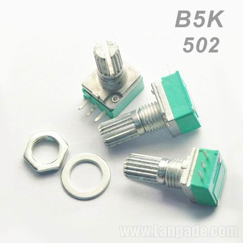 B5K B502 502 5K Ohm Single Unit Rotry Potentiometer Metal Shaft RK097 RD09 9mm for Car Audio 3-PIN