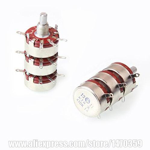 2.2M 2M2 Ohm Triple Unit WTH118-2W 1A Rotary Variable Resistor 3 Pot Linear Taper 100PCS Lot